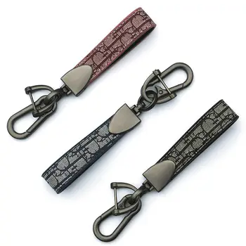 

Luxury Fashionable Simple Letter Leather Key Chain Couple's Auto Accessories Pendant Key Ring Charm Gift High Quality Hot Sale