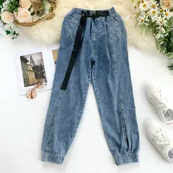 2019 Новая модная женская одежда осенние джинсы с высокой талией