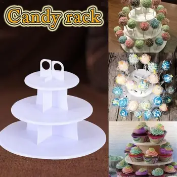 

3 Tier Plastic Cake Stand Afternoon Tea Wedding Plates Party Dessert Plate Fruits Vegetable Storage Rack TablewareTool Holder #