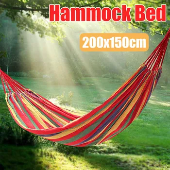 

200x150CM 2 Persons Striped Hammock Outdoor Leisure Bed Hanging BedThickened Canvas Sleeping Swing Hammock For Camping Hunting