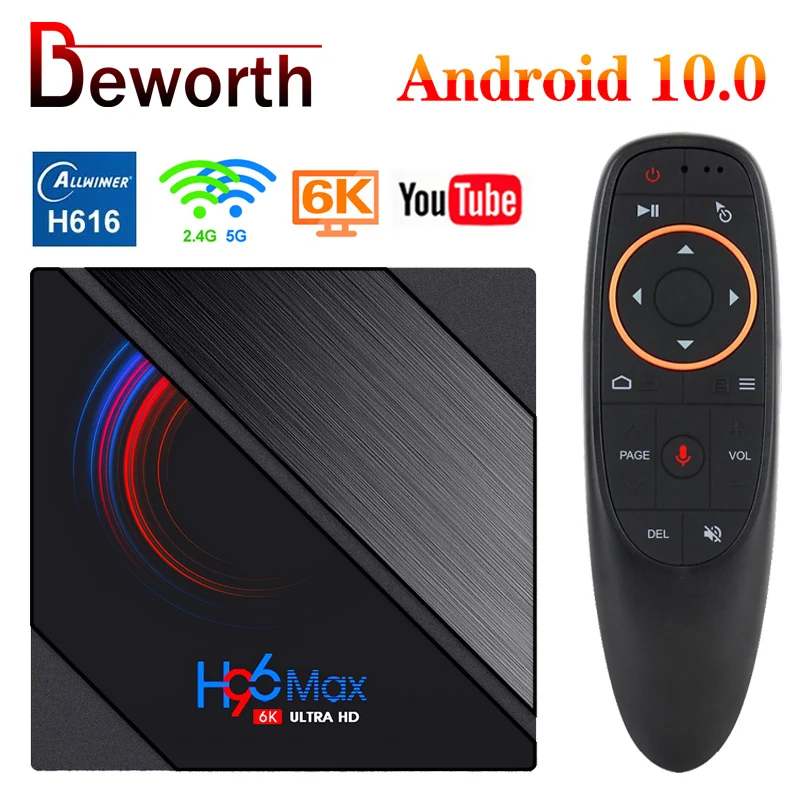 H96 Max H616 Android 10 Смарт ТВ коробка 4 ядра г 32 г/64G 2 & 5 0G двойной WI FI BT4.0 Netflix 6K 3D HD декодер