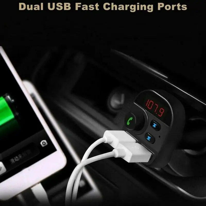 Автомобильное зарядное устройство двойной USB Bluetooth автомобильный комплект для iPhone samsung мобильный телефон Громкая связь MP3-плеер fm-передатчик Быстрая зарядка