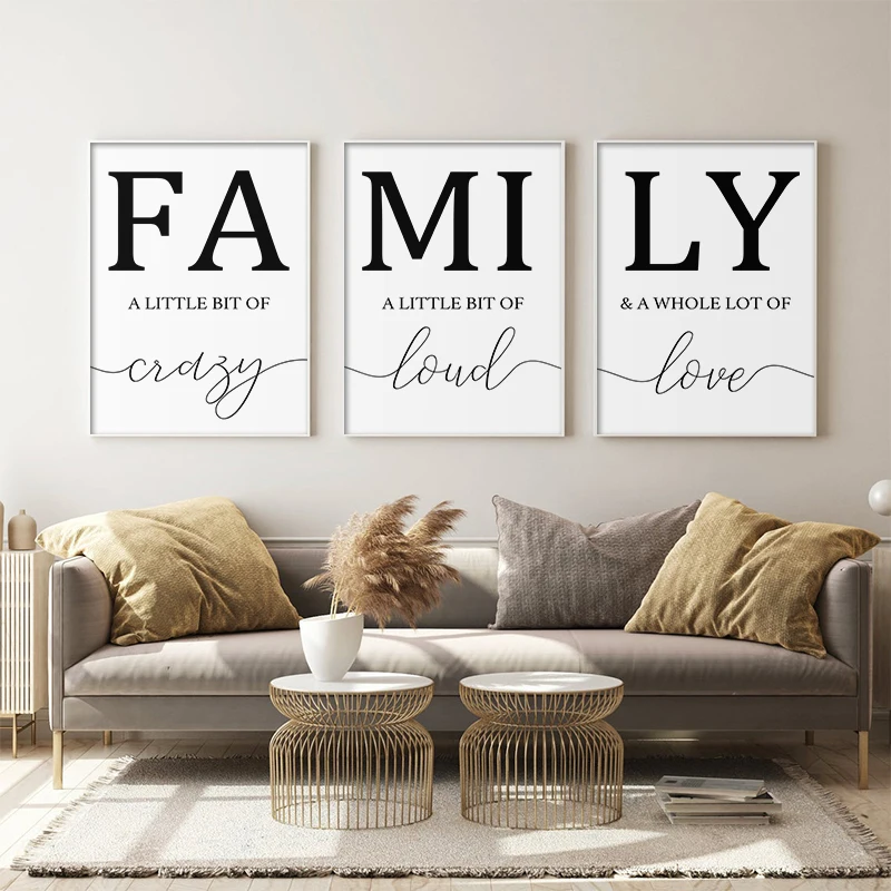 Nordic Minimalist Posters and Prints Family sign Wall Art Picture Letter Family Quote Love for Living Room Bedroom Home Decor