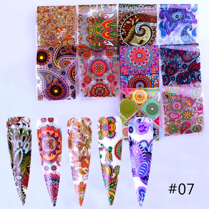 Набор из 10 шт., фольга для ногтей звездного неба(10 цветов), голографические бумажные наклейки, переводные наклейки для ногтей, инструменты для украшения ногтей - Цвет: 07