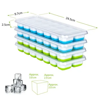 

4Pc 14 Grids Silicone Ice Cube With Lid Eco-Friendly Cavity Tray Ice Cubes Small Fruits Mold Ice Maker for Ice Cube Making #BL1