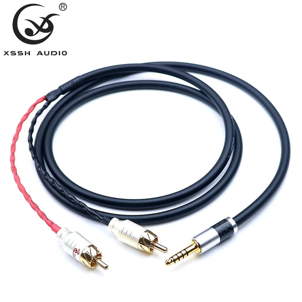 XSSH audio YIVO HIFI OFC pure copper Headphone Earphone Extension Cable Wire Cord 4 4mm to 2 RCA male Cables