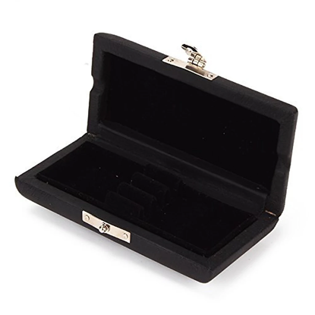3x Oboe Reeds Case Box Holder PU Leather & Wooden for Wood Wind Parts Black