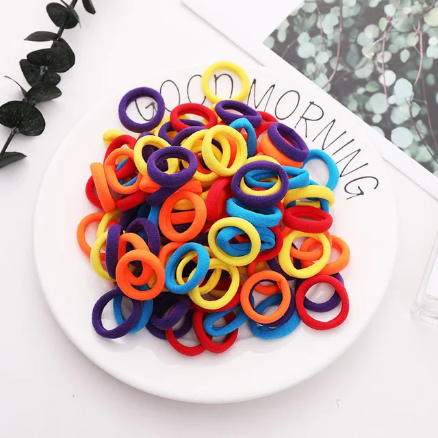 crude mix 4 New 100PCS/Lot Girls Candy Colors Nylon 3CM Rubber Bands Children Safe Elastic Hair Bands Ponytail Holder Kids Hair Accessories - Цвет: crude mix 4