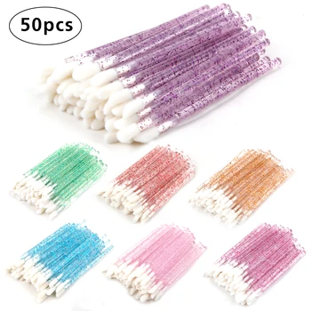 

50Pcs Disposable Makeup Brushes Crystal Lashes Micro Brushes Lipstick Glossy Wands Cleaner Eyelash Brush Cosmetics Makeup Tools