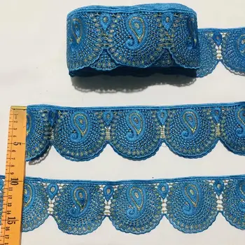 

10 Yards High Quality Beautiful Stones Lace Ribbon Tape 75MM Lace Trim DIY Embroidered For Sewing Decoration african lace fabric