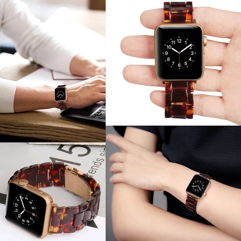 Ремешок из итальянской смолы для APPLE Watch 5 4 3 44 мм/42 мм браслет Iwatch 40 38 керамический