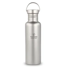 TOMSHOO 750 мл, полностью титановая бутылка для воды с дополнительной пластиковой крышкой, посуда для походов, походов, велоспорта, Спортивная бутылка
