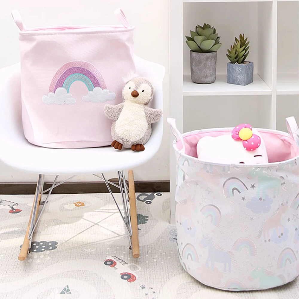 Pink Foldable Large Capacity Home Dirty Clothes Towel Laundry Washing Collect Storage Bin Basket Gadget Toy Box Container Organizer Bag Fabric Laundry Hamper 