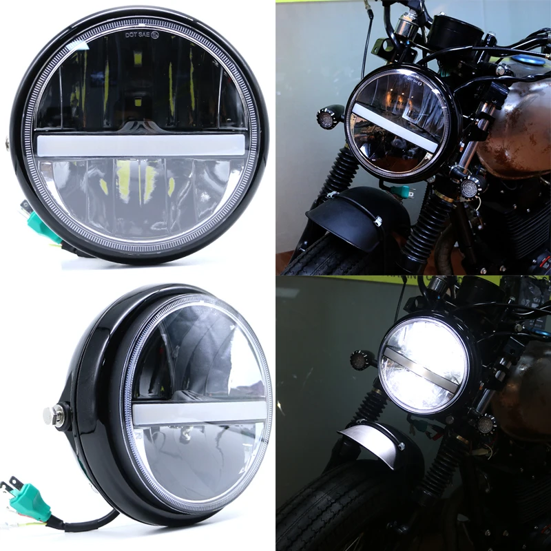  JIUWAN 7 inch Motorcycle LED Headlight High/Low Beam DRL Headlamp Fog Light Passing Lamps Moto Spot - 4000083371205