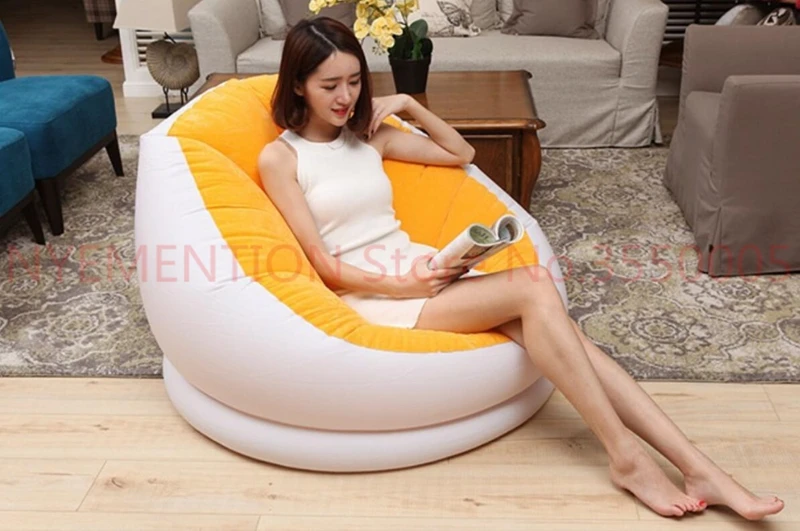 Стекающийся надувной ленивый диван-кровать одноместный диван nap lounge современный простой стул для спальни с педалью, табурет для ног кресло 1 шт