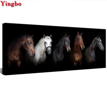 

large diy diamond Painting Black White Horse Animal Diamond Embroidery Beads Cross Stitch Rhinestone mosaic 5d full square round