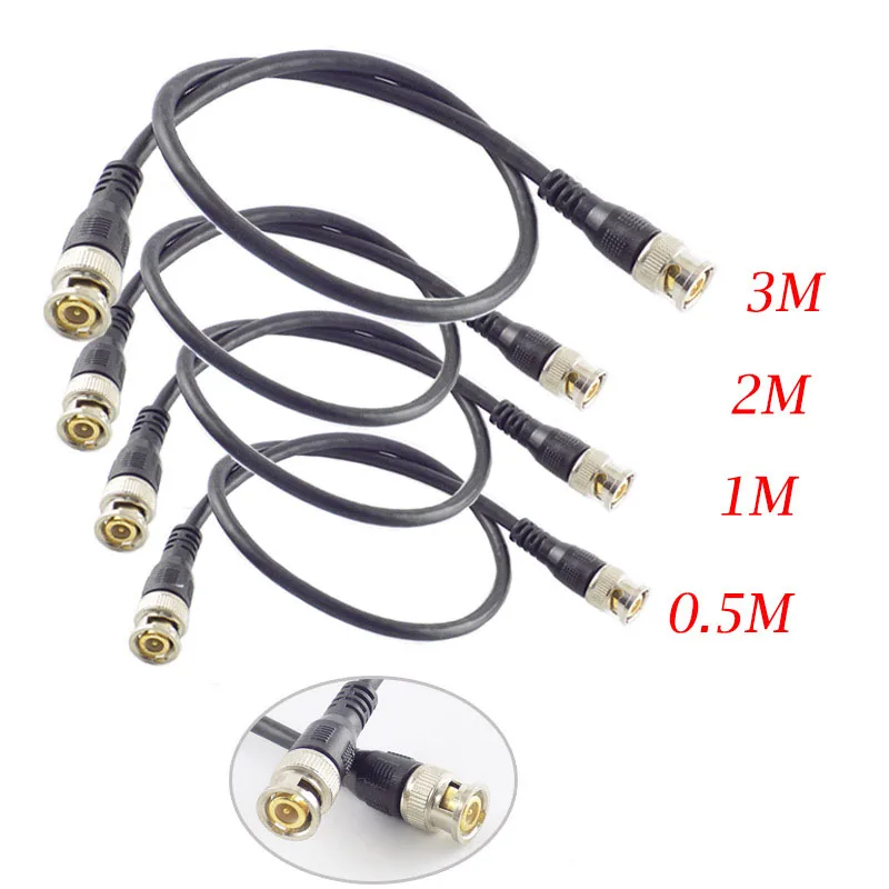 0.5M/1M/2M/3M BNC Extension Cord Cable BNC Male To Male Adapter Cable For CCTV Camera Home Security BNC Connector High Quality