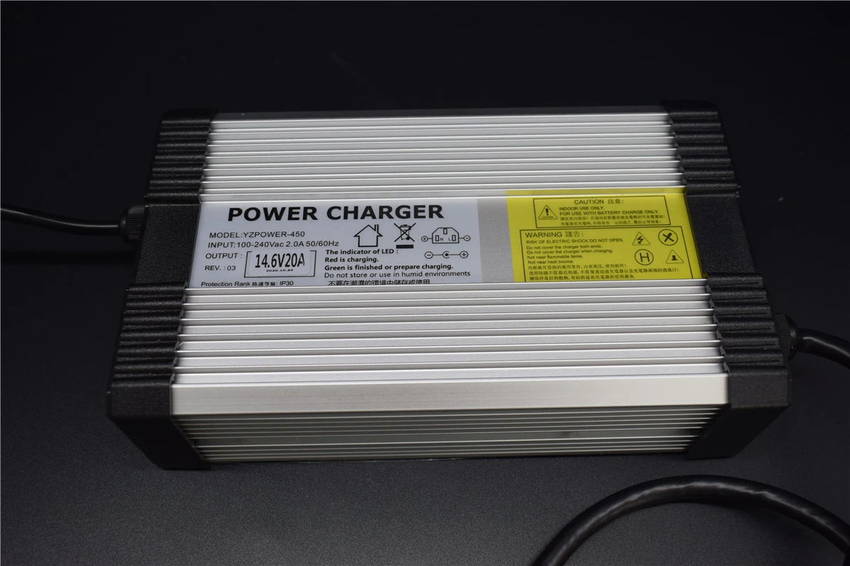 Chargeur De Batterie 14.6V 20A LiFePO4, YZPOWER Chargeur Lithium