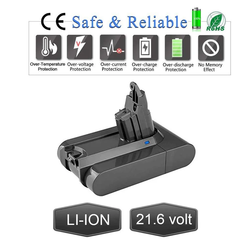 2pcs Original 21 6v 6800mah Li Ion Battery For Dyson V6 Dc58 Dc59 Dc62 Dc74 Sv09 Sv07 Sv03 02 Vacuum Cleaner Battery L30 Battery Accessories Aliexpress