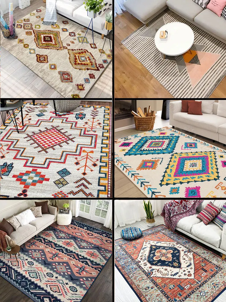 

Modern Simple Living Room Coffee Table Sofa Carpet New Morocco Style Kilim Soft Carpets For Living Room Non-slip Rugs CF