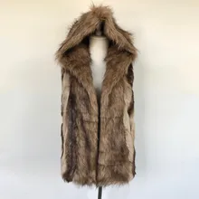 Мужская жилетка из искусственного меха с капюшоном, зимняя жилетная куртка без рукавов, зимнее теплое пальто с капюшоном, жилет d90809