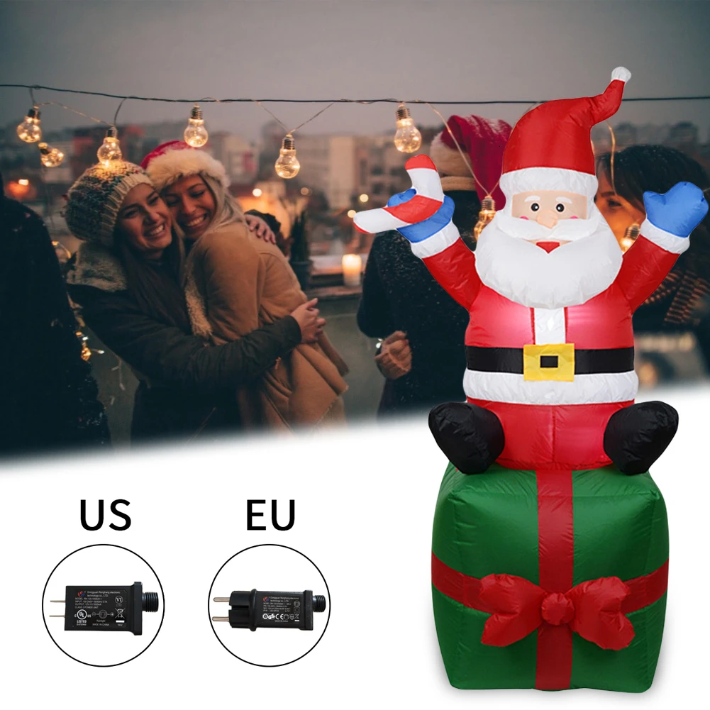 

1.8M EU US Plug Cute Inflatable Santa Claus Christmas Outdoors Ornaments Xmas New Year Party Home Garden Yard Xmas Decoration