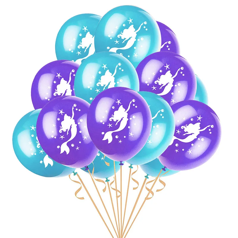 Русалка вечерние девушки день рождения декоративная Растяжка воздушные шары для дня рождения гирлянда хвост русалки оболочки гирлянды-флажки Детские Декор - Цвет: 15pcs mermaid set 1