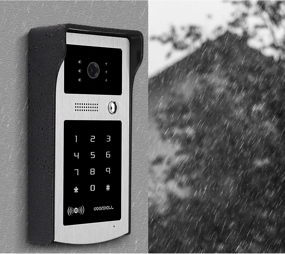 Weatherproof and dustproof outdoor camera for 4-wire RFID video intercom system