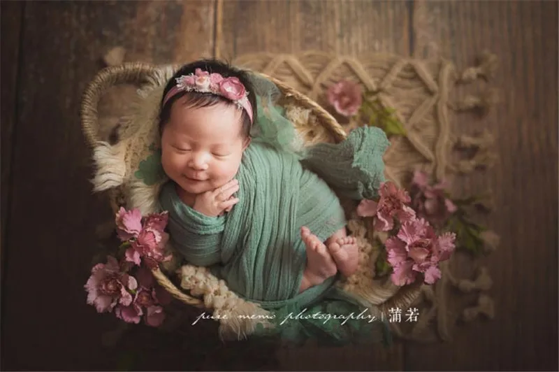 Аксессуары для фотографирования новорожденных девочек большой Размеры ручная плетеная корзина Новорожденный ребенок позирует диван фото