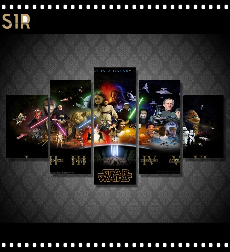 

Star War Decorations for 5 Part Movie HD Poster Living Room Decoration Room Decor Anime Wall Art Star War Poster Wall Decor