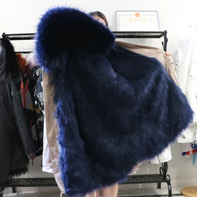 Женская зимняя куртка, съемная внутри, теплое пальто из искусственного меха, толстая парка, воротник из искусственного лисьего меха, верхняя одежда с капюшоном для женщин, D191009 - Цвет: 09