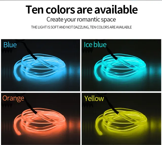 Striscia LED Neon Per Interni Auto - 4 Metri, 9 Colori - Atmosfera E Style - Foto 2