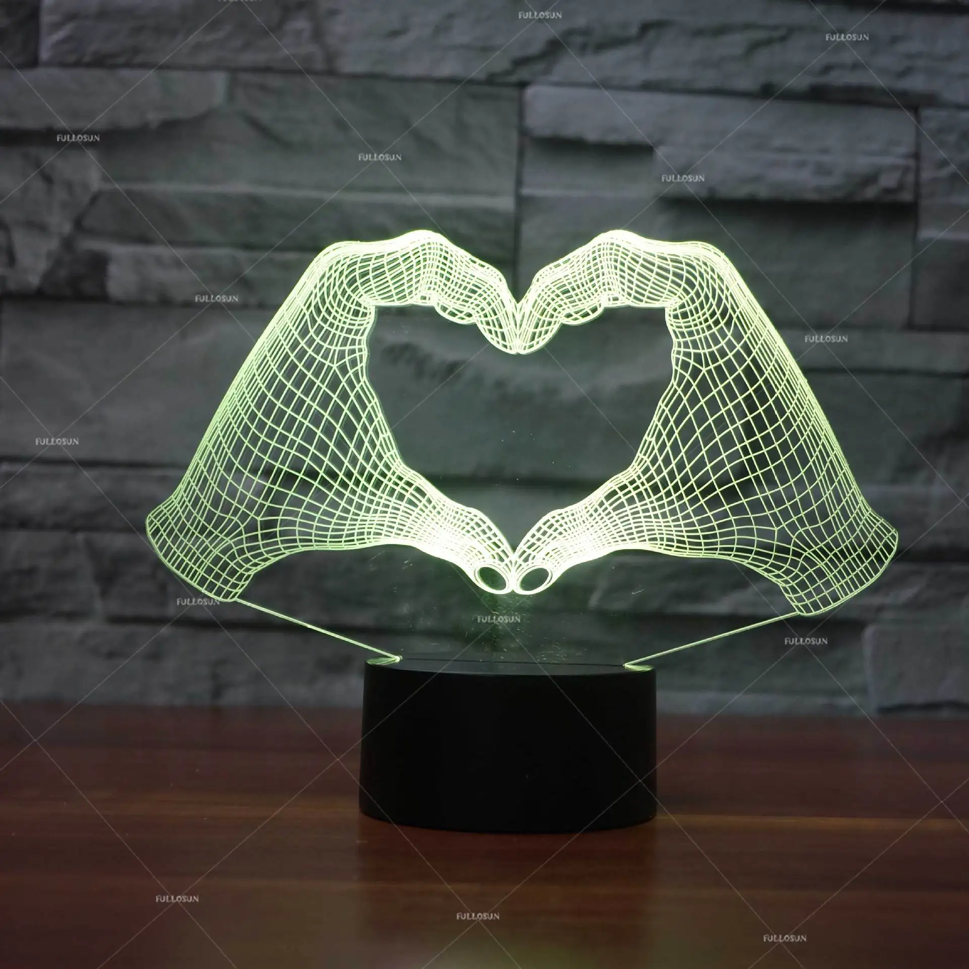 

FS-3765 Fule Finger Heart Romantic Valentine's Day Gift 3D Night Light Colorful Energy Saving Acrylic Night Light