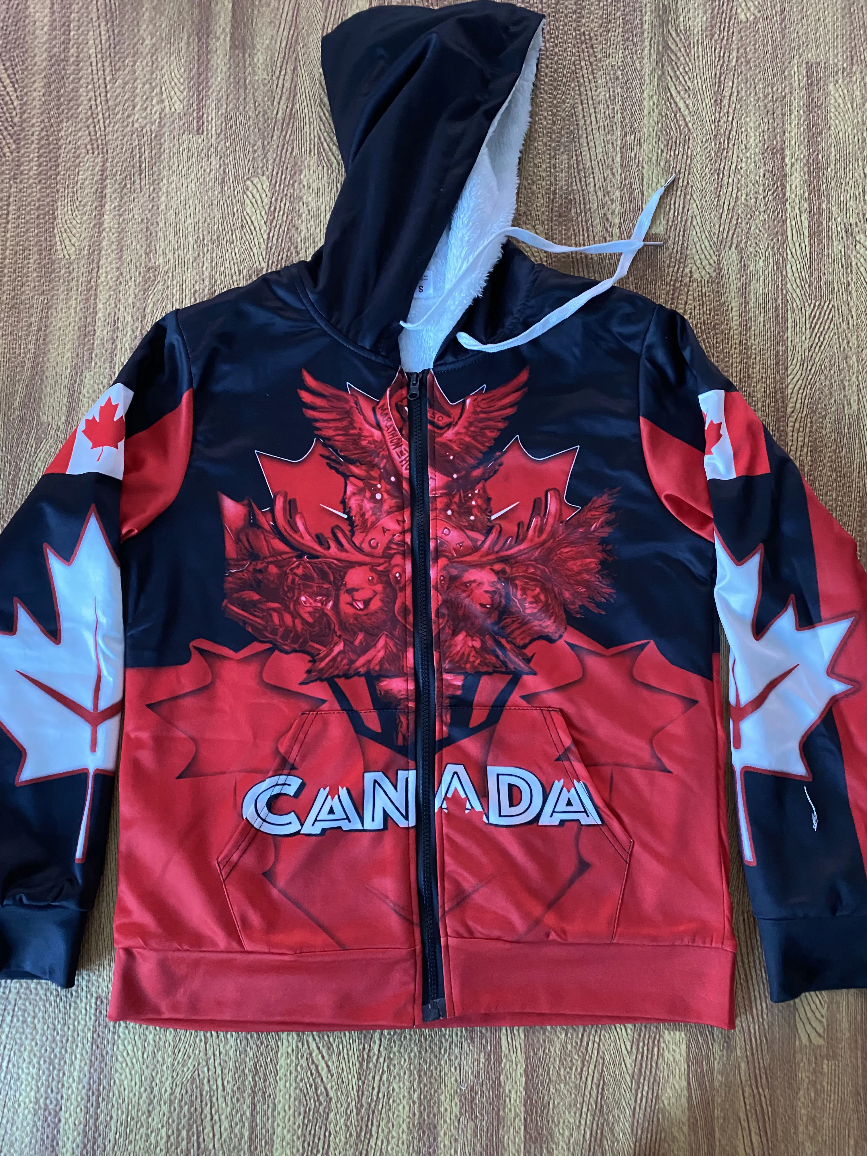 PLstar Cosmos Canada Flag National Emblem 3D Print Winter Clothing Casual Warm Hood Thick Coat Zipper Man Fleece Hoodies Jacket