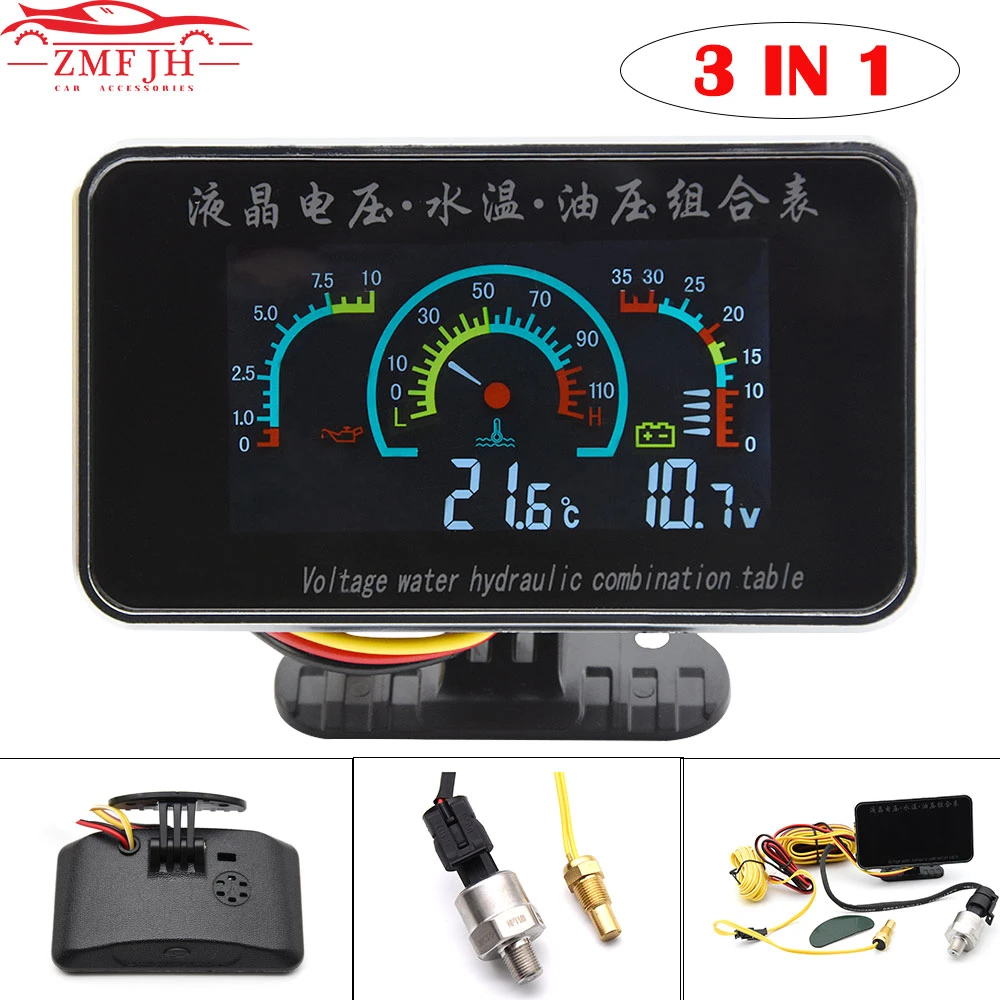 12v 24vで3 1液晶カーデジタルゲージ電圧計油圧水温計1 8 Npt油圧車のトラックユニバーサル Aliexpress Automobiles Motorcycles
