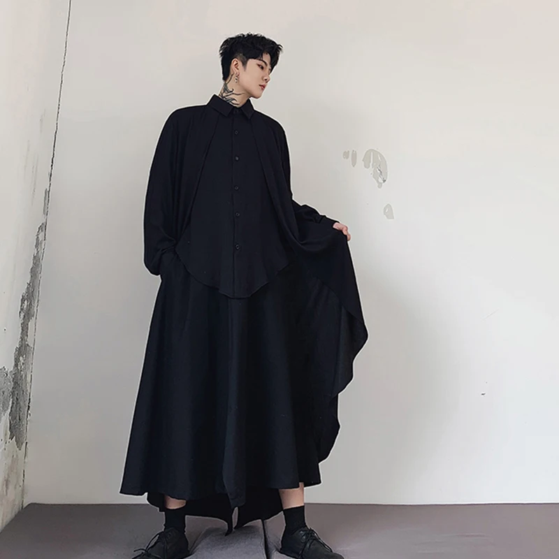 Рубашка мужская с длинным рукавом альтернативная Модная брендовая свободная