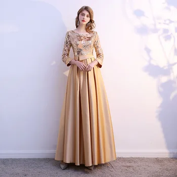 

Formal Evening Dresses 2020 Ever Pretty New O Neck Long Sleeve Sequins Appliques Long Party Gowns Plus Size Robe De Soiree