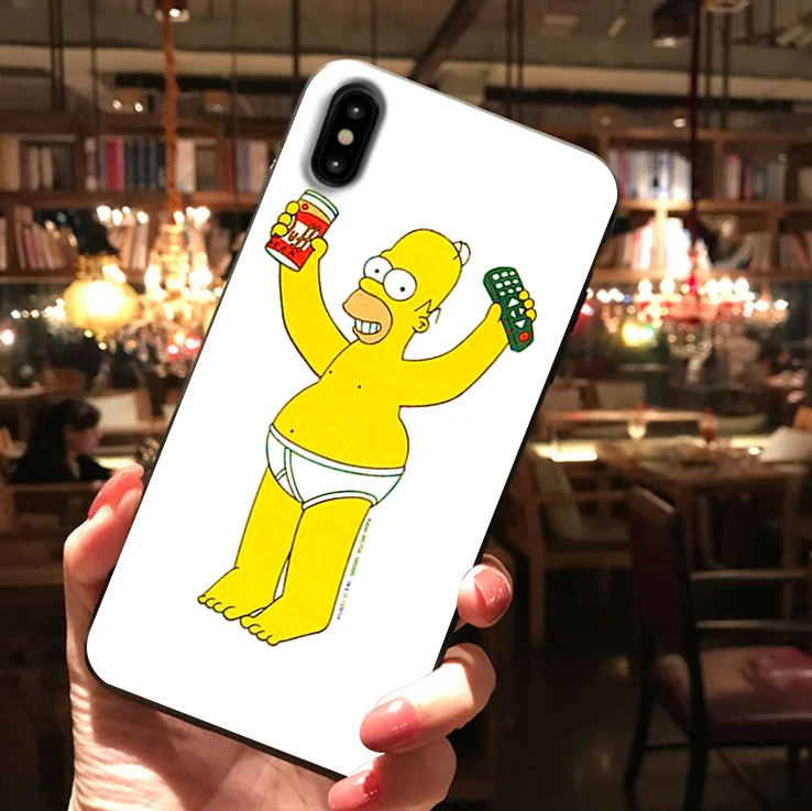 Homer J. Simpson Черный силиконовый чехол для телефона iPhone X XR XS Max 11 11Pro Max 6s 7 8 Plus Барт Симпсон Забавный мультяшный чехол - Цвет: 7662