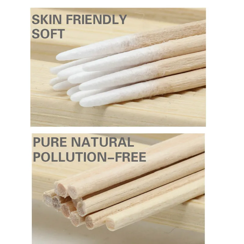 100/200pcs Disposable Wooden Cotton Stick Swabs Micro Brushes Eyelash Extension Glue Removing Tools For Beauty Makeup And Tattoo 5