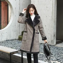Высококачественное Брендовое элегантное клетчатое шерстяное пальто весенне-зимнее пальто женское лоскутное покрытое теплое шерстяное пальто
