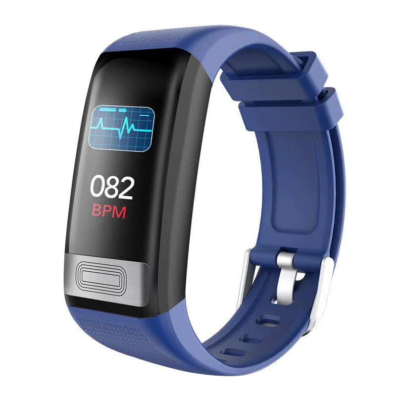 Blue C20S ECG PPG Smart Bracelet Blood pressure Watch heart Rate Sleep monitor Smart Band Fitness Activity Tracker Health Wristband - Цвет: Blue