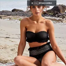 KEENEST, сексуальный комплект бикини из двух частей с оборками, Женский Одноцветный купальник, сексуальный купальник, высокая талия, бикини, купальник, пляжная одежда, бикини