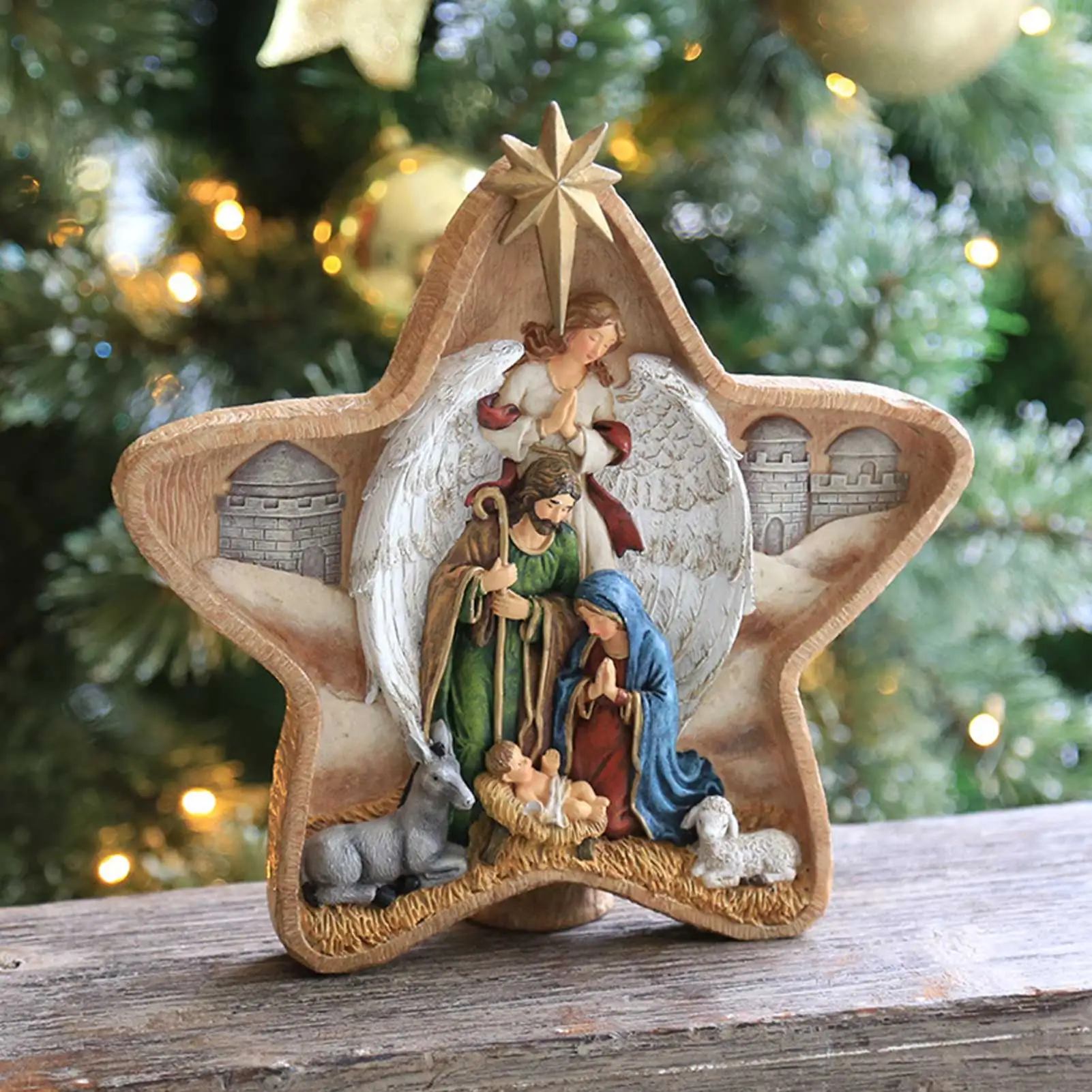 Nativity Scene Baby Jesus Manger Christmas Crib Figurines Miniatures Ornament Church Gift Home Decor | Дом и сад
