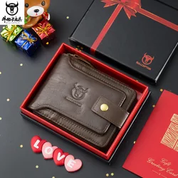 Men's Wallet short Coin Purse Soft Vintage Women Purses Large Clutch Fashion Genuine Leather Zipper wallet Card Holder carteira