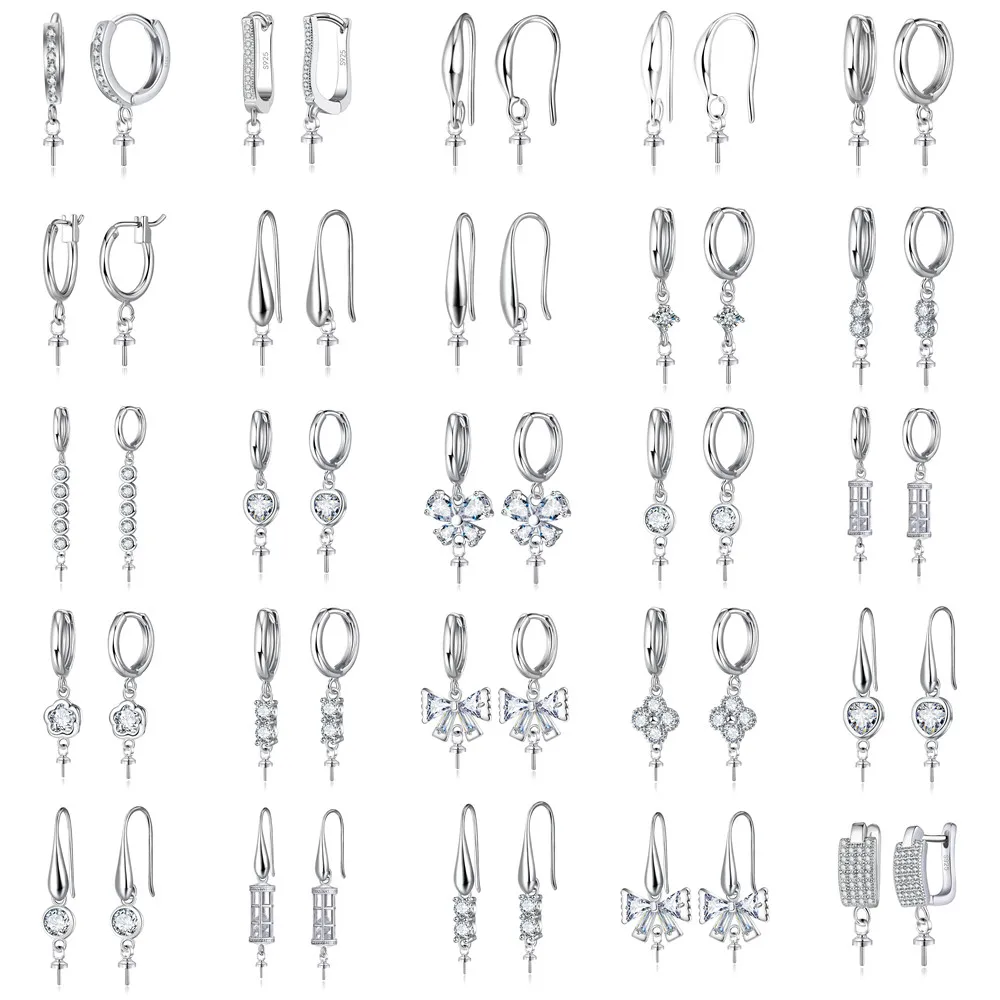 

Big Sale 925 Sterling Silver DIY Jewelry Findings for Earrings Making Accessoires Components Cubic Zircon Charm Connector Bail