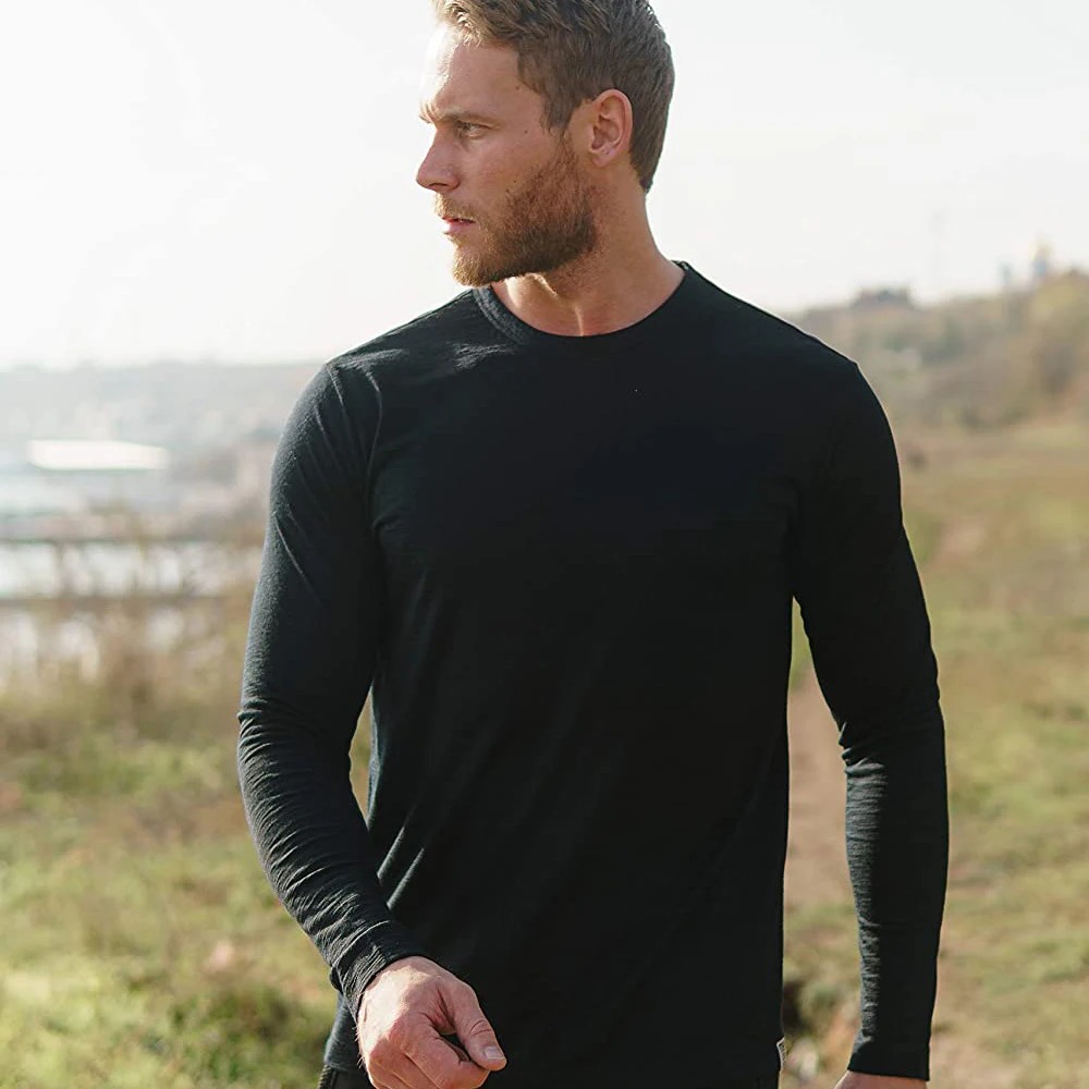 Merino Wool Thermal Long Sleeve T Shirt 