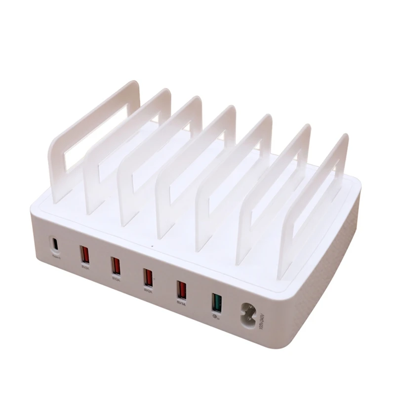

HOT-6 Ports+Qc3.0+Type-C Usb Charger Station Dock With Holder For Smart Phone Tablet Pc(Us Plug)