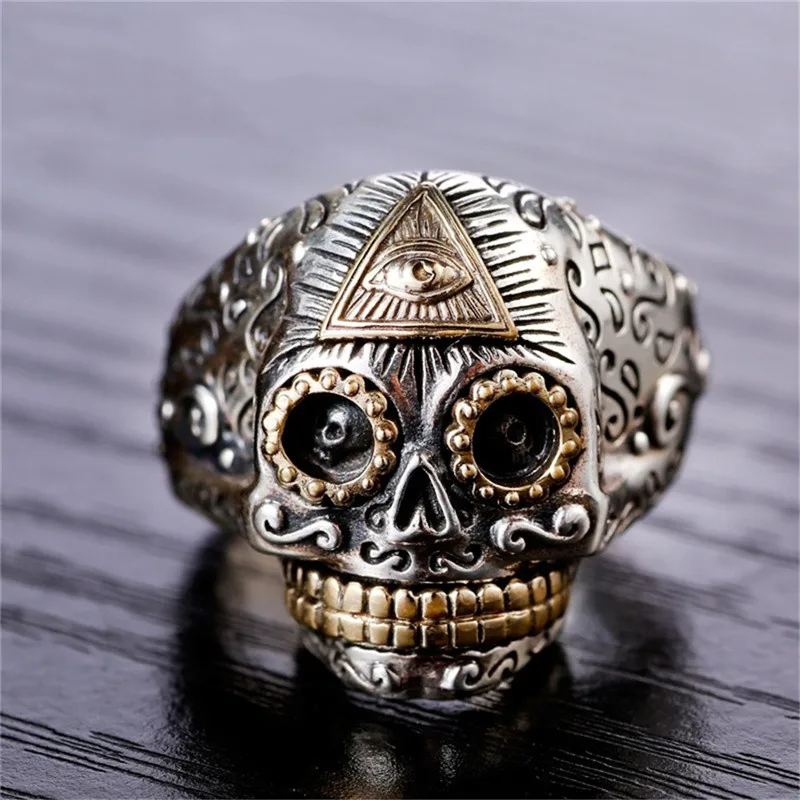 

Fashion Punk Devil Eye Punk Ring Men Jewelry Silver Ring Men Halloween Party Vintage Rings For Mens Personalized Hip Hop Rings