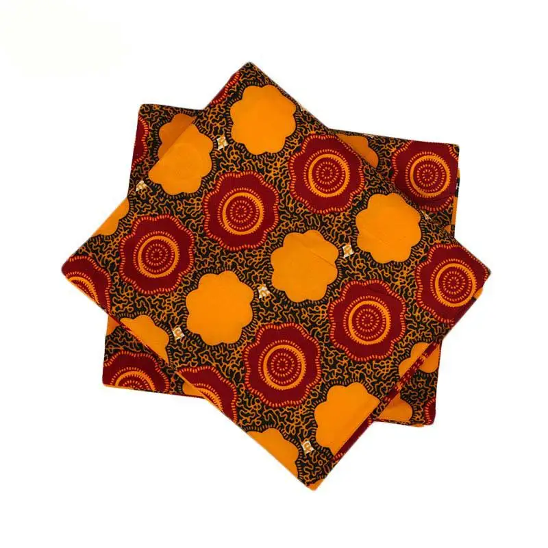 Голландский Воск оранжевые цветы Африканский принт ткань Pagne воск 6 ярдов \ Лот