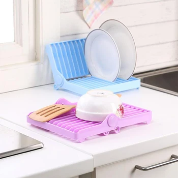 

Kitchen Foldable Dish Drying Rack Organizer Multi-function Kitchen Drainer Shelf Plastic Storage Holder Kitchen Accessories